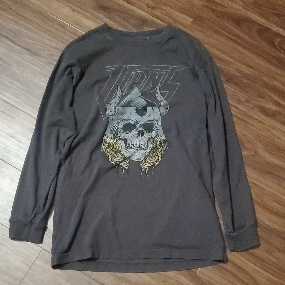 Vans Long Sleeve Charcoal Graphic Skull Tee